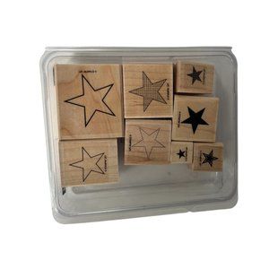 Stampin Up - Seeing Stars Set of 8 Wood Mounted Rubber Stamps Teacher School